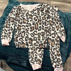 Leopard Print Kids Pajamas with Pink Accents